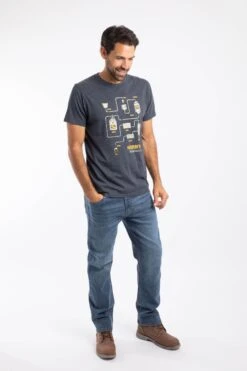 Brewer Front Print Graphic T-Shirt Navy -WeirdFish Clothing Shop 126589