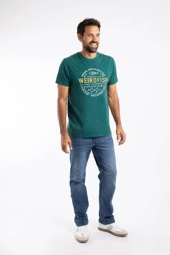 Waves Front Print Graphic T-Shirt Forest Green -WeirdFish Clothing Shop 126617