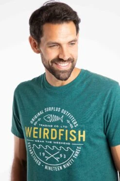 Waves Front Print Graphic T-Shirt Forest Green -WeirdFish Clothing Shop 126618