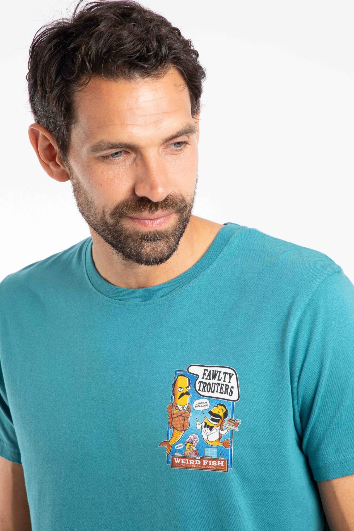 Fawlty Trouters Back Print Artist T-Shirt Deep Teal 1 Fawlty Trouters Back Print Artist T-Shirt Deep Teal