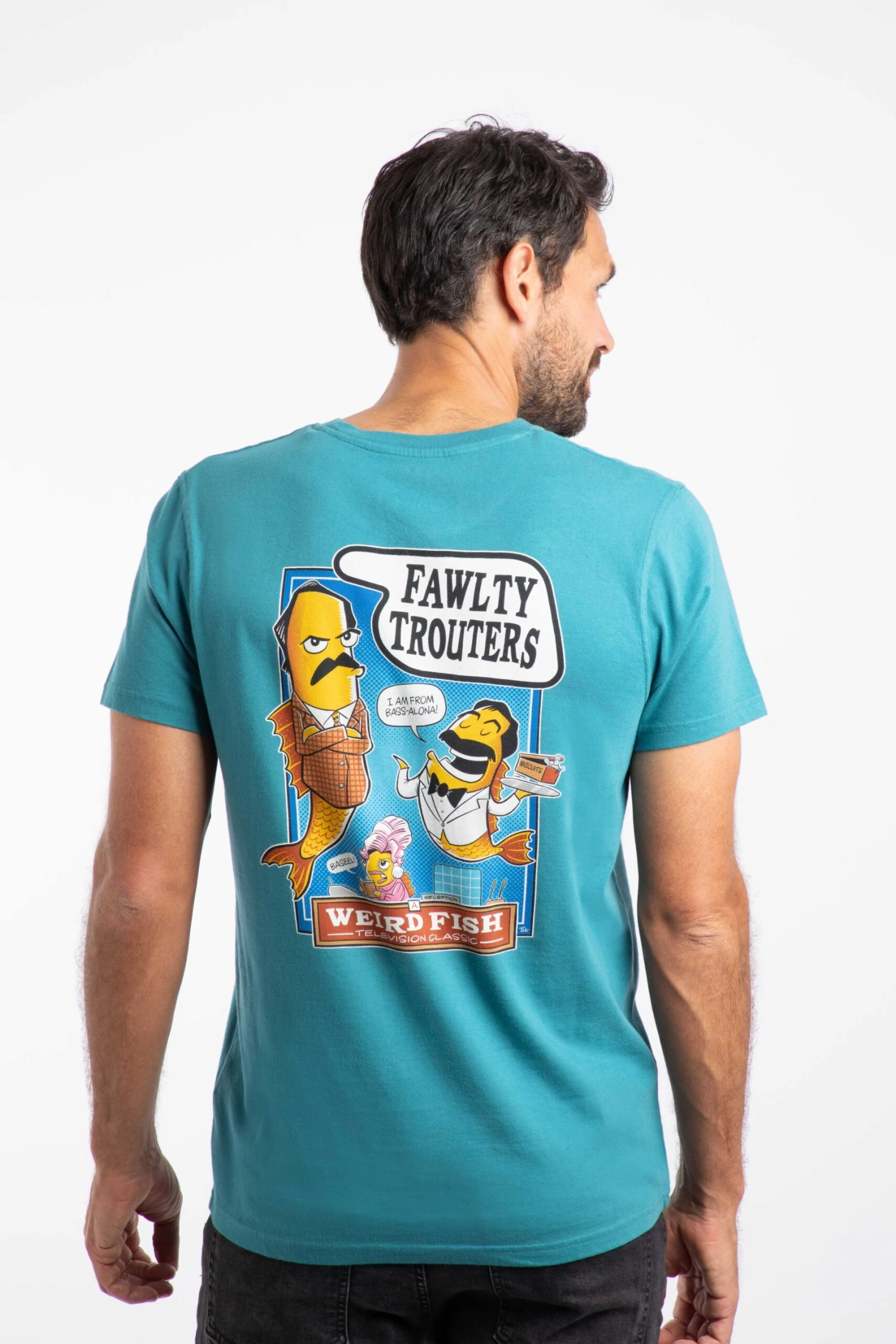 Fawlty Trouters Back Print Artist T-Shirt Deep Teal 3 Fawlty Trouters Back Print Artist T-Shirt Deep Teal - Image 3