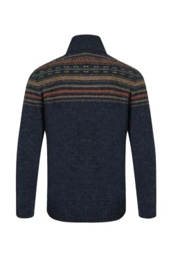 Larner 1/4 Zip Fair Isle Jumper Midnight -WeirdFish Clothing Shop 126804