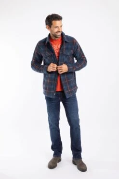 Tyburn Check Fleece Shacket Navy -WeirdFish Clothing Shop 126956