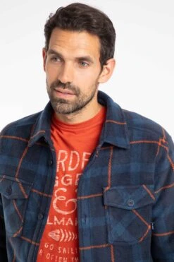 Tyburn Check Fleece Shacket Navy -WeirdFish Clothing Shop 126957