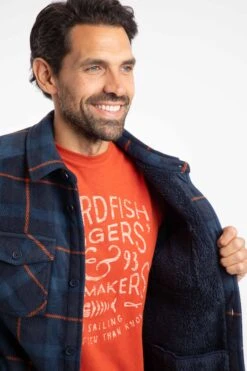 Tyburn Check Fleece Shacket Navy -WeirdFish Clothing Shop 126959