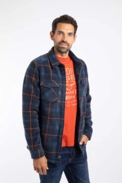 Tyburn Check Fleece Shacket Navy -WeirdFish Clothing Shop 126960