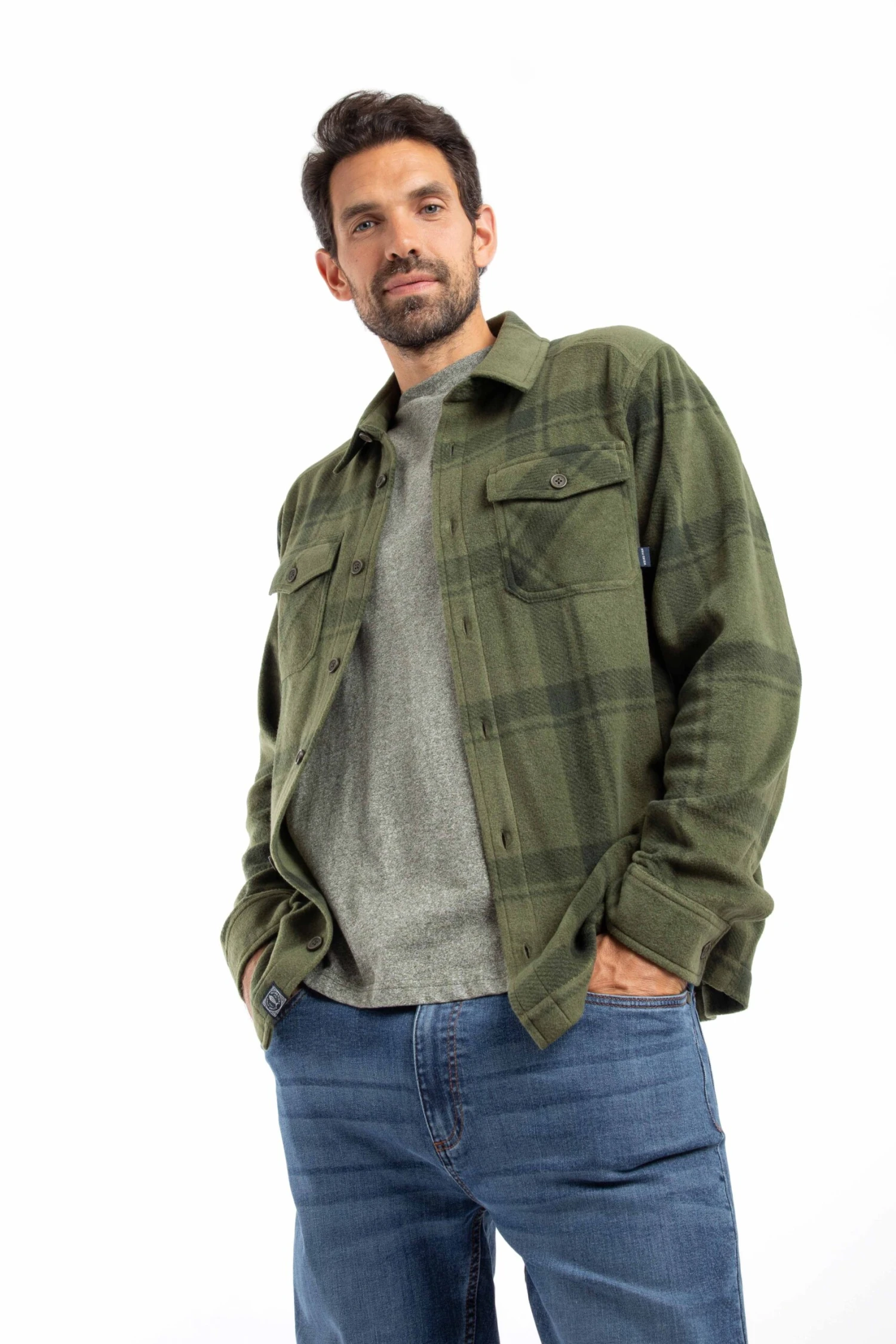 Darrow Printed Fleece Shirt Winter Green 1 Darrow Printed Fleece Shirt Winter Green