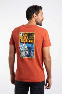 The Great Eggscape Back Print Artist T-Shirt Rust Leaves -WeirdFish Clothing Shop 127073