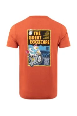 The Great Eggscape Back Print Artist T-Shirt Rust Leaves -WeirdFish Clothing Shop 127076