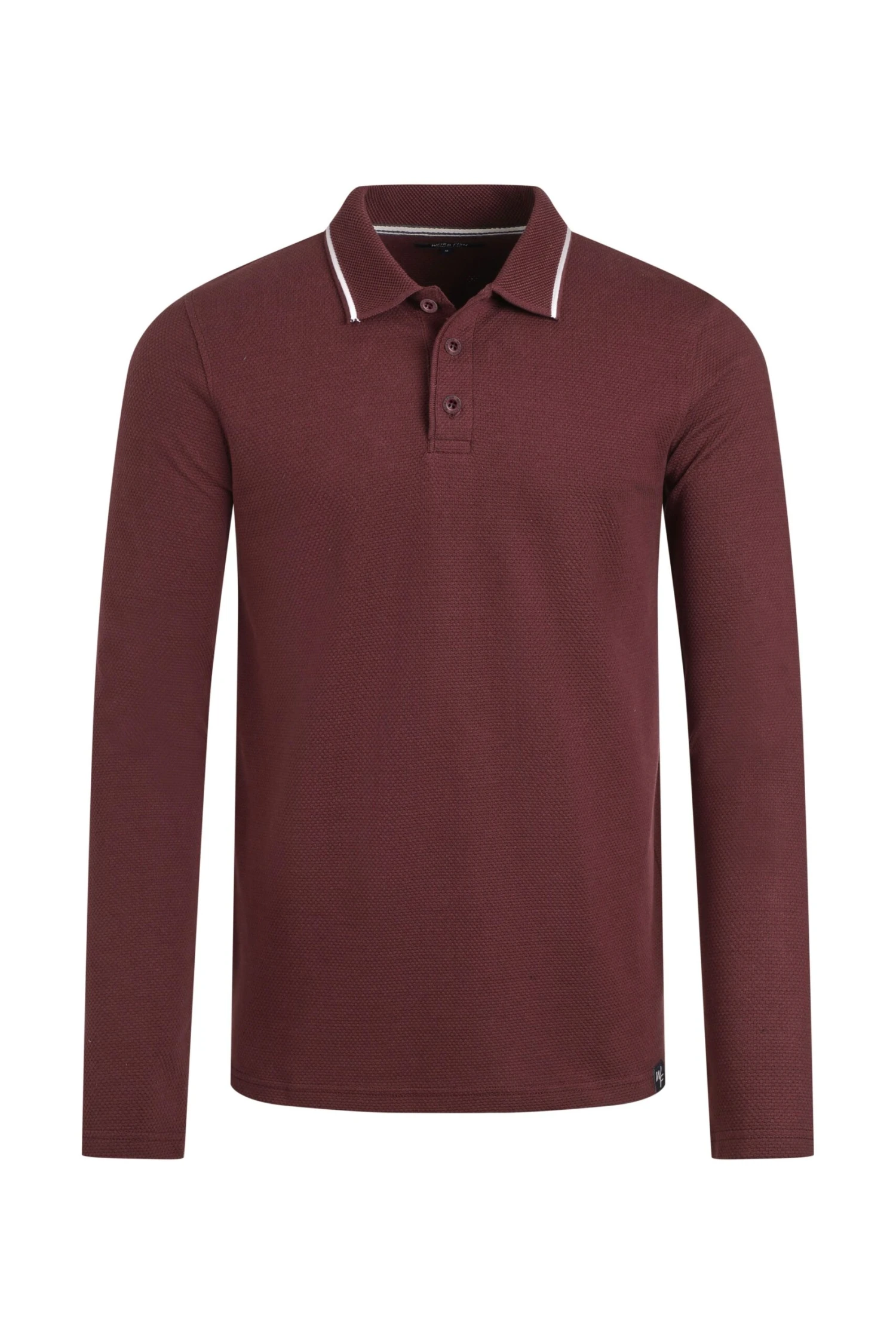 Theo Organic Cotton Textured Jersey Long Sleeve Polo Bitter Chocolate 2 Theo Organic Cotton Textured Jersey Long Sleeve Polo Bitter Chocolate - Image 2