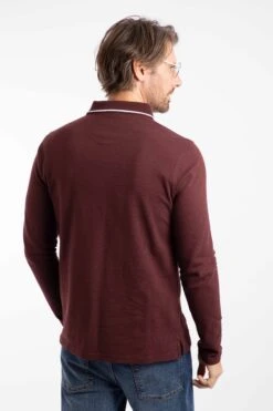 Theo Organic Cotton Textured Jersey Long Sleeve Polo Bitter Chocolate 9 Theo Organic Cotton Textured Jersey Long Sleeve Polo Bitter Chocolate -WeirdFish Clothing Shop 127112
