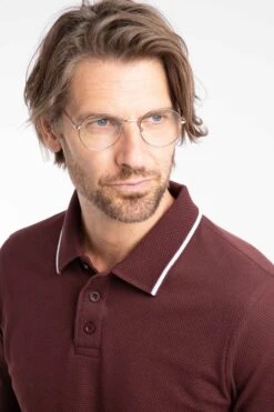 Theo Organic Cotton Textured Jersey Long Sleeve Polo Bitter Chocolate 11 Theo Organic Cotton Textured Jersey Long Sleeve Polo Bitter Chocolate -WeirdFish Clothing Shop 127114