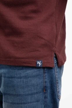 Theo Organic Cotton Textured Jersey Long Sleeve Polo Bitter Chocolate 13 Theo Organic Cotton Textured Jersey Long Sleeve Polo Bitter Chocolate -WeirdFish Clothing Shop 127116