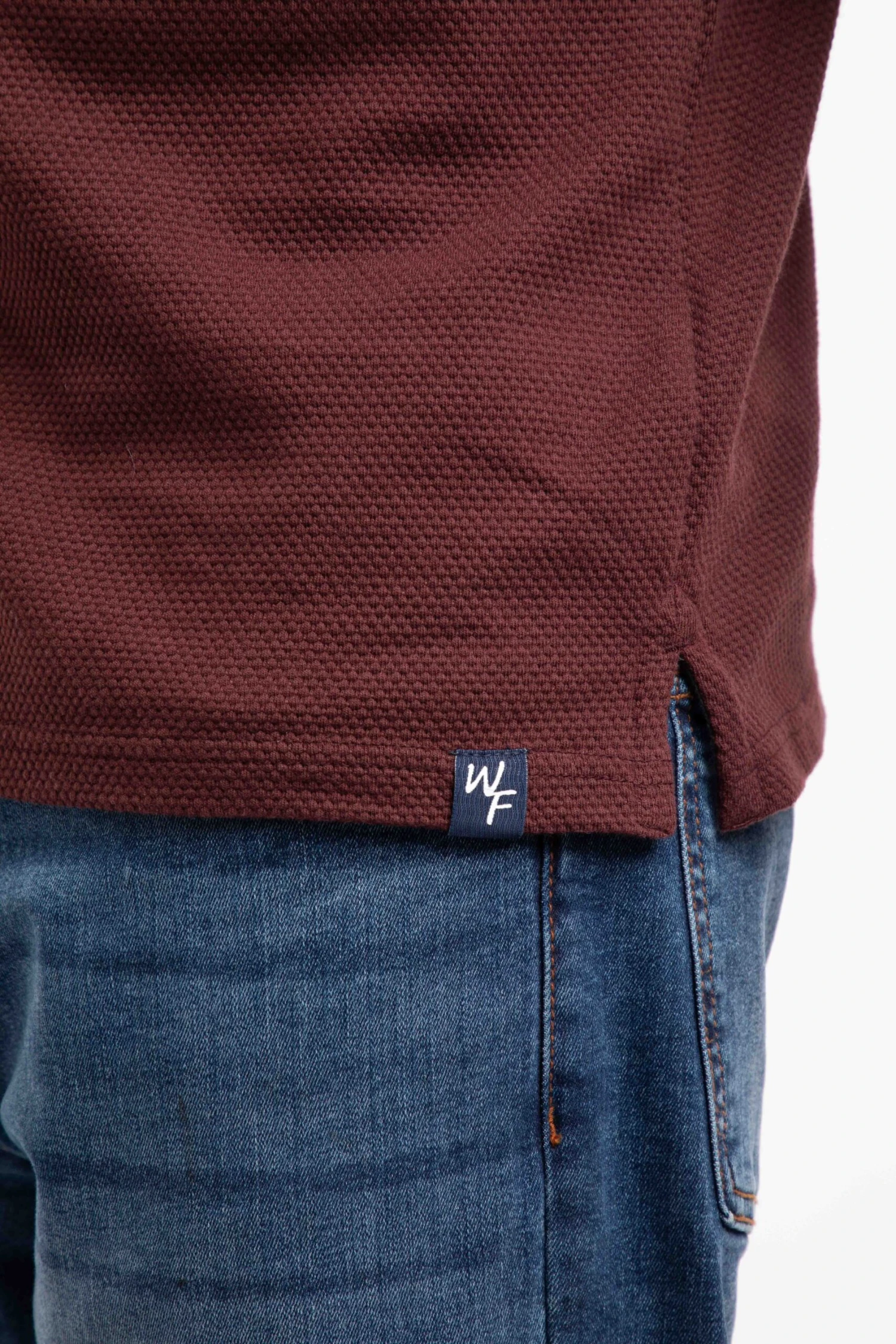 Theo Organic Cotton Textured Jersey Long Sleeve Polo Bitter Chocolate 7 Theo Organic Cotton Textured Jersey Long Sleeve Polo Bitter Chocolate - Image 7