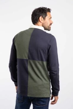 Lyon Organic Cotton Colour Block Rugby Shirt Deep Lichen Green -WeirdFish Clothing Shop 127128