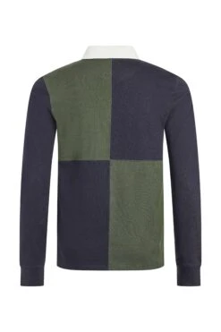 Lyon Organic Cotton Colour Block Rugby Shirt Deep Lichen Green -WeirdFish Clothing Shop 127131