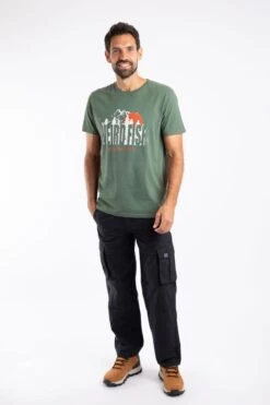 Into The Wild Front Print Graphic T-Shirt Army Green -WeirdFish Clothing Shop 127187