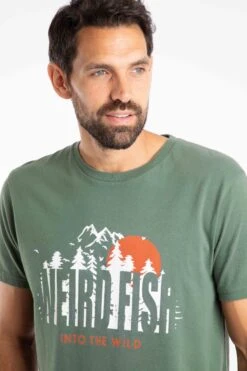 Into The Wild Front Print Graphic T-Shirt Army Green -WeirdFish Clothing Shop 127188