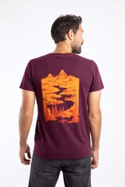 Mountain Valley Back Print Graphic T-Shirt Aubergine -WeirdFish Clothing Shop 127200