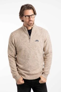 Altwood 1/4 Zip Jumper Ecru -WeirdFish Clothing Shop 127404