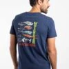Sling Your Hook Back Print Artist T-Shirt Dark Blue