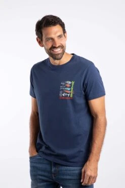 Sling Your Hook Back Print Artist T-Shirt Dark Blue 8 Sling Your Hook Back Print Artist T-Shirt Dark Blue -WeirdFish Clothing Shop 127444