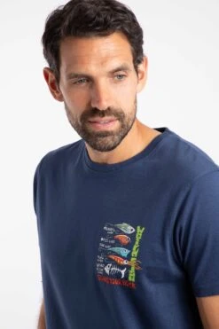 Sling Your Hook Back Print Artist T-Shirt Dark Blue 10 Sling Your Hook Back Print Artist T-Shirt Dark Blue -WeirdFish Clothing Shop 127446