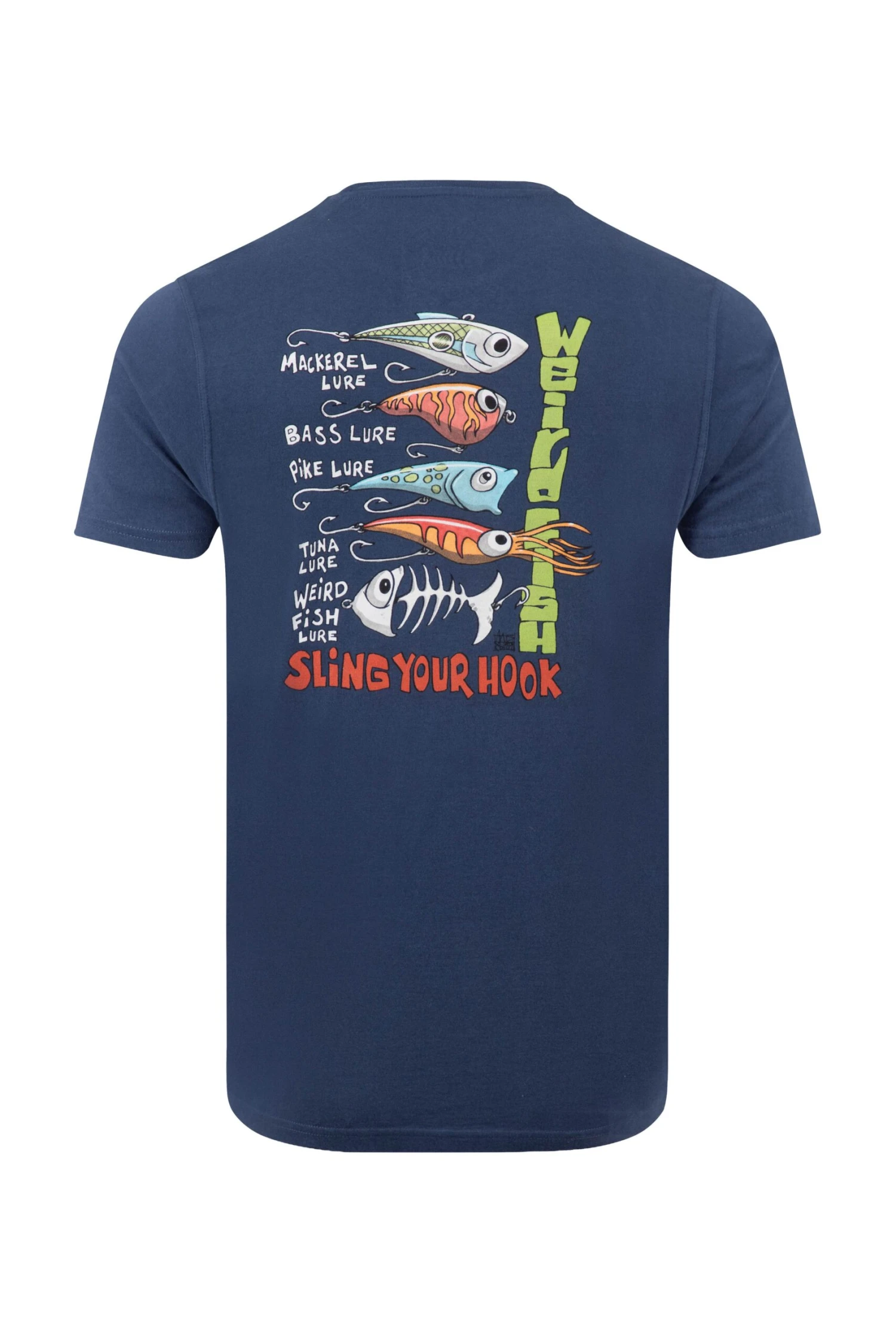 Sling Your Hook Back Print Artist T-Shirt Dark Blue 6 Sling Your Hook Back Print Artist T-Shirt Dark Blue - Image 6