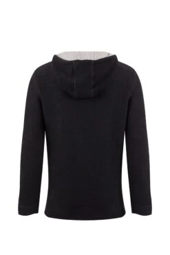 Bakersfield Button Neck Macaroni Hoodie Black -WeirdFish Clothing Shop 127556