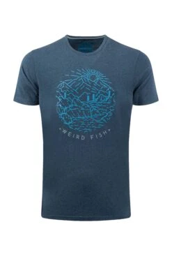 Lakes And Peaks Front Print Graphic T-Shirt Navy -WeirdFish Clothing Shop 127622