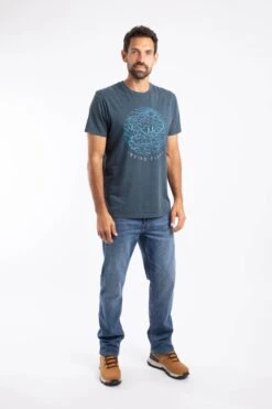 Lakes And Peaks Front Print Graphic T-Shirt Navy -WeirdFish Clothing Shop 127624