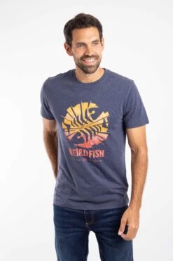 Shatter Front Print Graphic T-Shirt Dark Blue