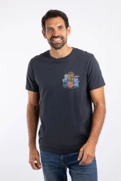 Doctor Hoot Back Print Artist T-Shirt Navy