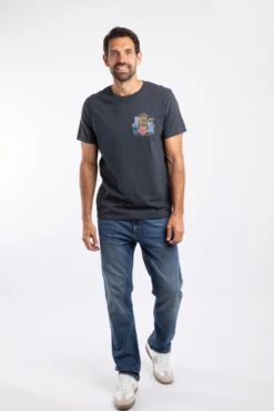 Doctor Hoot Back Print Artist T-Shirt Navy -WeirdFish Clothing Shop 127653