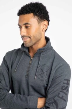 Oakville Eco 1/4 Zip Graphic Sweatshirt Navy -WeirdFish Clothing Shop 127833