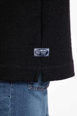 Bakersfield Button Neck Macaroni Hoodie Black -WeirdFish Clothing Shop 127925