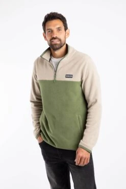 Tristan 1/4 Zip Colour Block Microfleece Artichoke