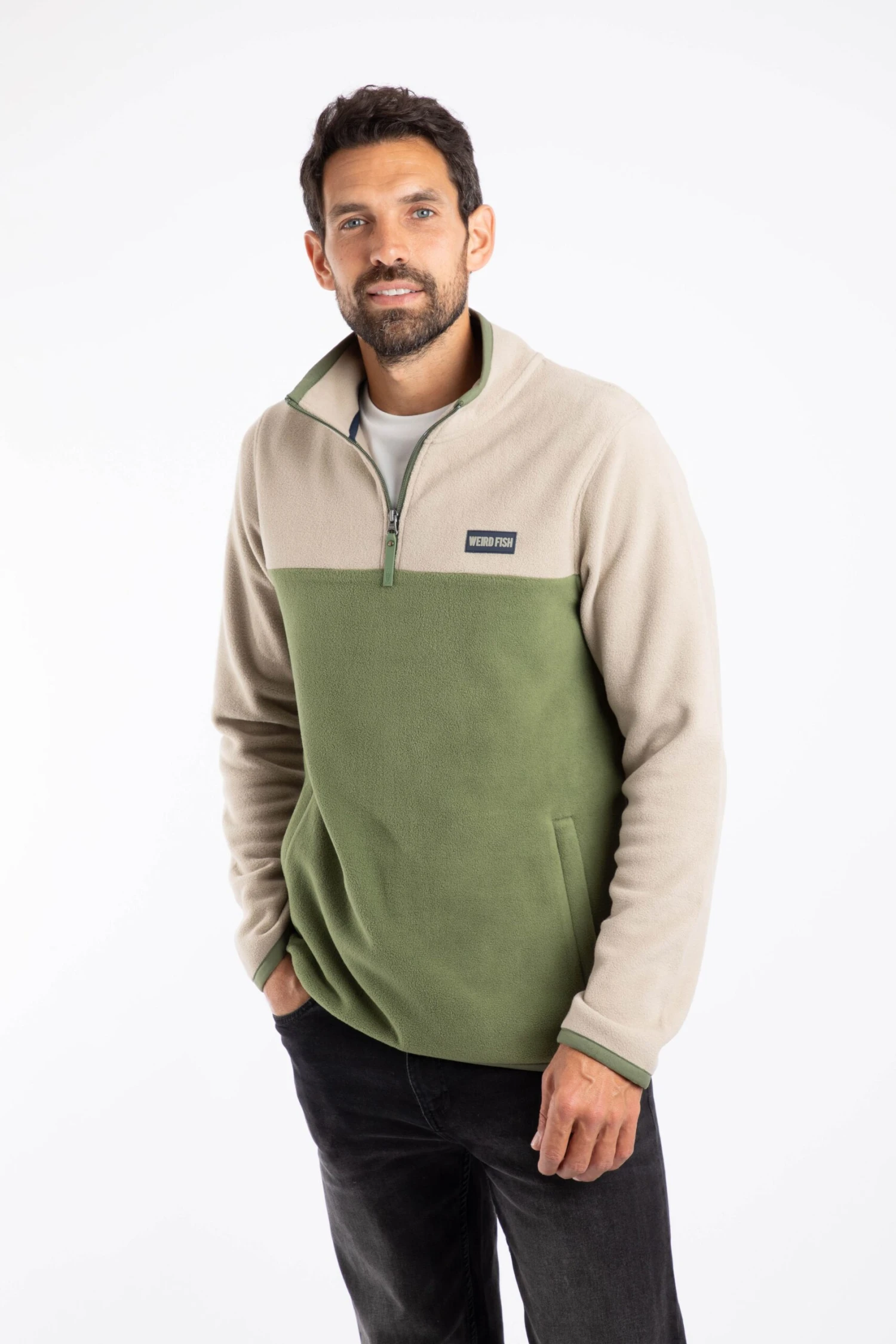 Tristan 1/4 Zip Colour Block Microfleece Artichoke 1 Tristan 1/4 Zip Colour Block Microfleece Artichoke