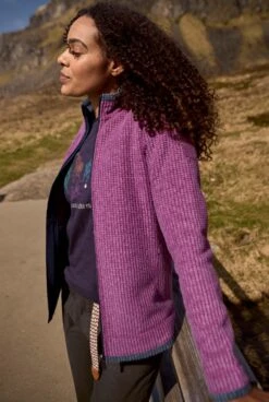 Ariana Full Zip Grid Fleece Purple Wine