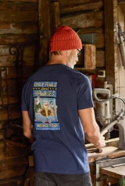 Only Fowls And Hawkses Back Print Artist T-Shirt Dark Blue