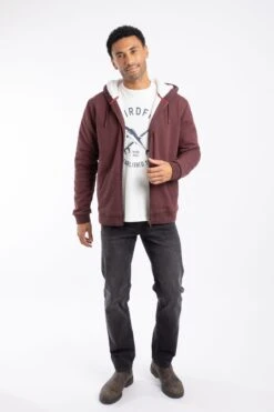 Camborne Borg Lined Full Zip Hoodie Bitter Chocolate -WeirdFish Clothing Shop 128673