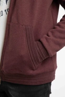 Camborne Borg Lined Full Zip Hoodie Bitter Chocolate -WeirdFish Clothing Shop 128676