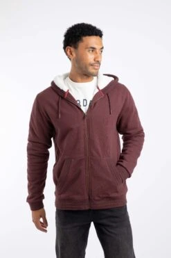 Camborne Borg Lined Full Zip Hoodie Bitter Chocolate -WeirdFish Clothing Shop 128677
