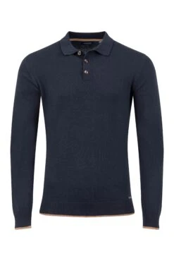 Alden Long Sleeve Knitted Polo Midnight -WeirdFish Clothing Shop 128899