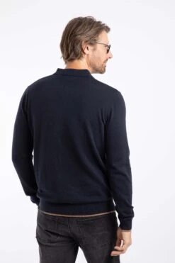 Alden Long Sleeve Knitted Polo Midnight -WeirdFish Clothing Shop 128900