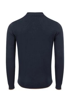 Alden Long Sleeve Knitted Polo Midnight -WeirdFish Clothing Shop 128903