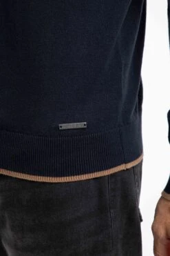 Alden Long Sleeve Knitted Polo Midnight -WeirdFish Clothing Shop 128904