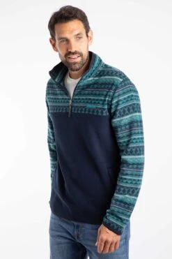 Gilbert 1/4 Zip Printed Microfleece Cedar Green -WeirdFish Clothing Shop 128967