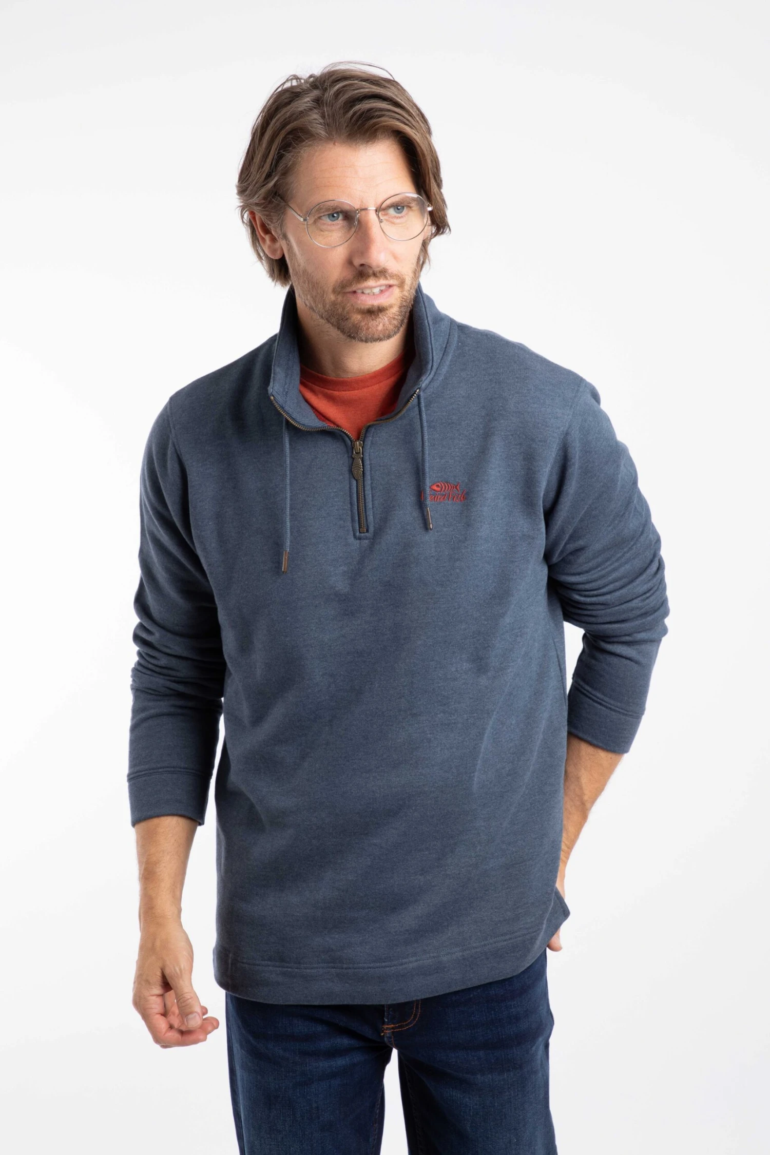 Brampton Branded 1/4 Zip Sweatshirt Navy 2 Brampton Branded 1/4 Zip Sweatshirt Navy - Image 2