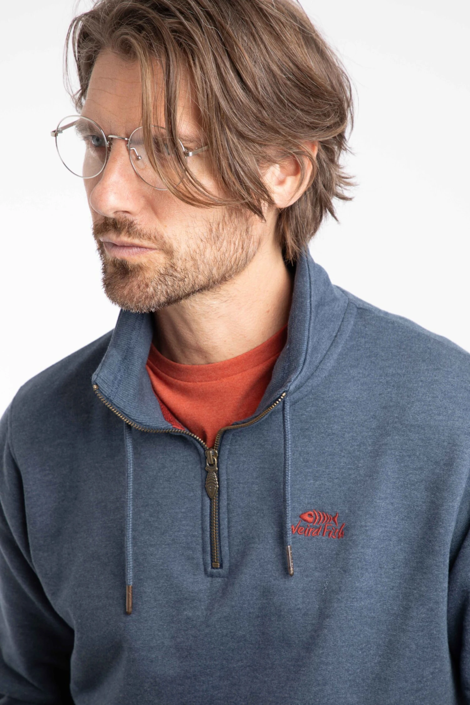 Brampton Branded 1/4 Zip Sweatshirt Navy 6 Brampton Branded 1/4 Zip Sweatshirt Navy - Image 6